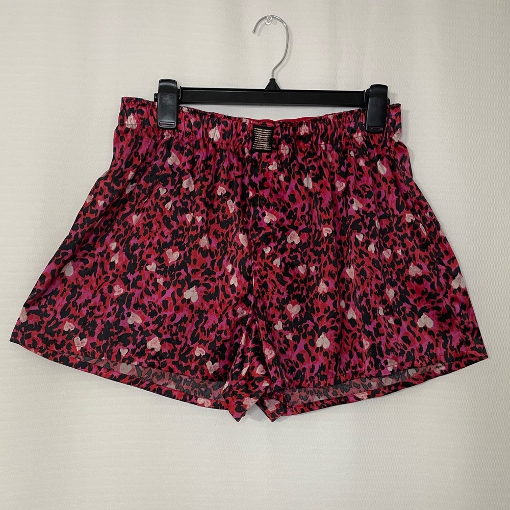 Savage X Fenty Pink and Black Leopard Print Athletic Shorts
